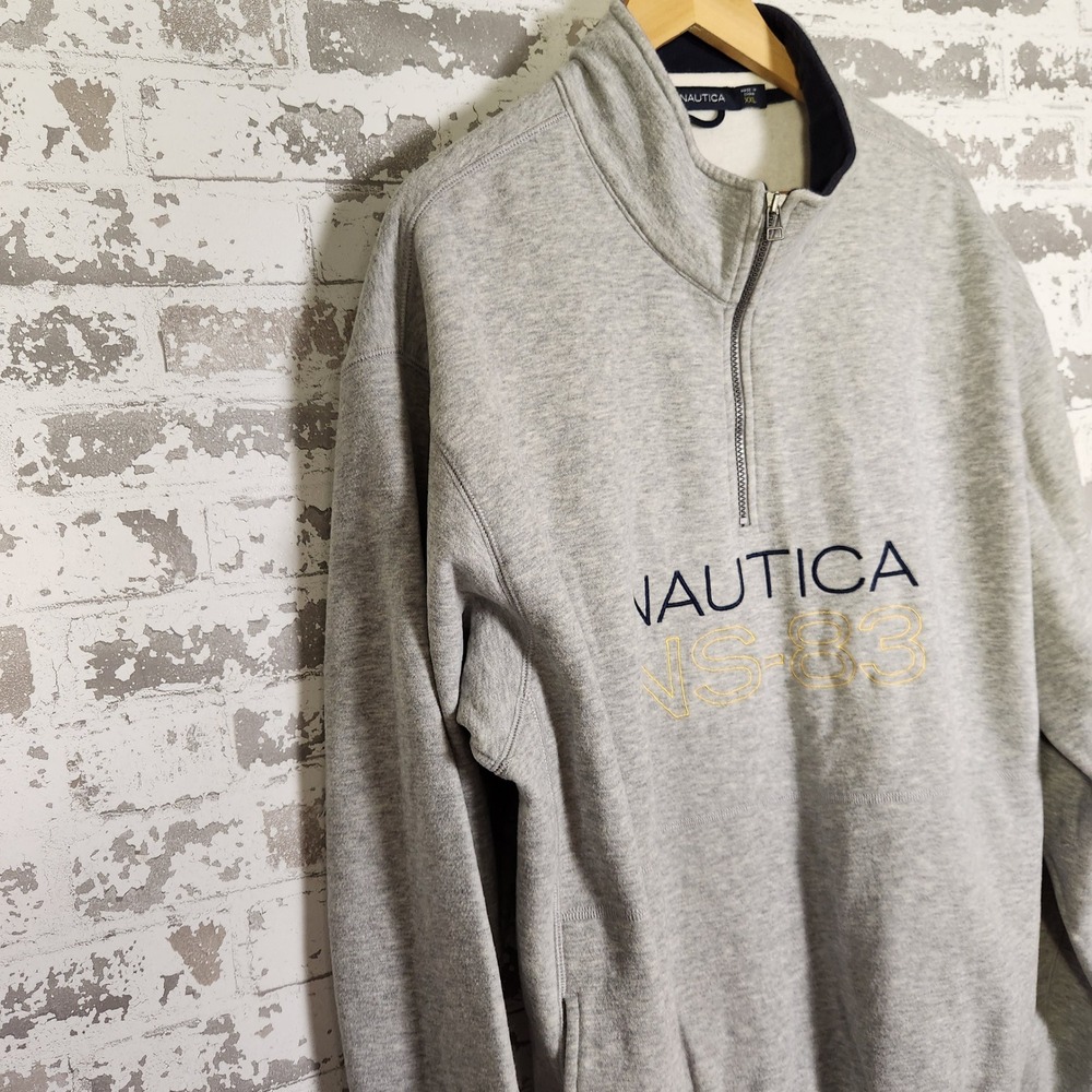 Nautica Mens Grey 1/4 Zip Sweatshirt Pullover Spell Out Logo NS 83 Size XXL - Picture 6 of 16